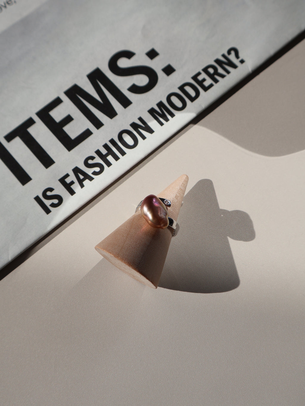 Pink Cloud Baroque Pearl Ring – Sterling Silver Open Ring