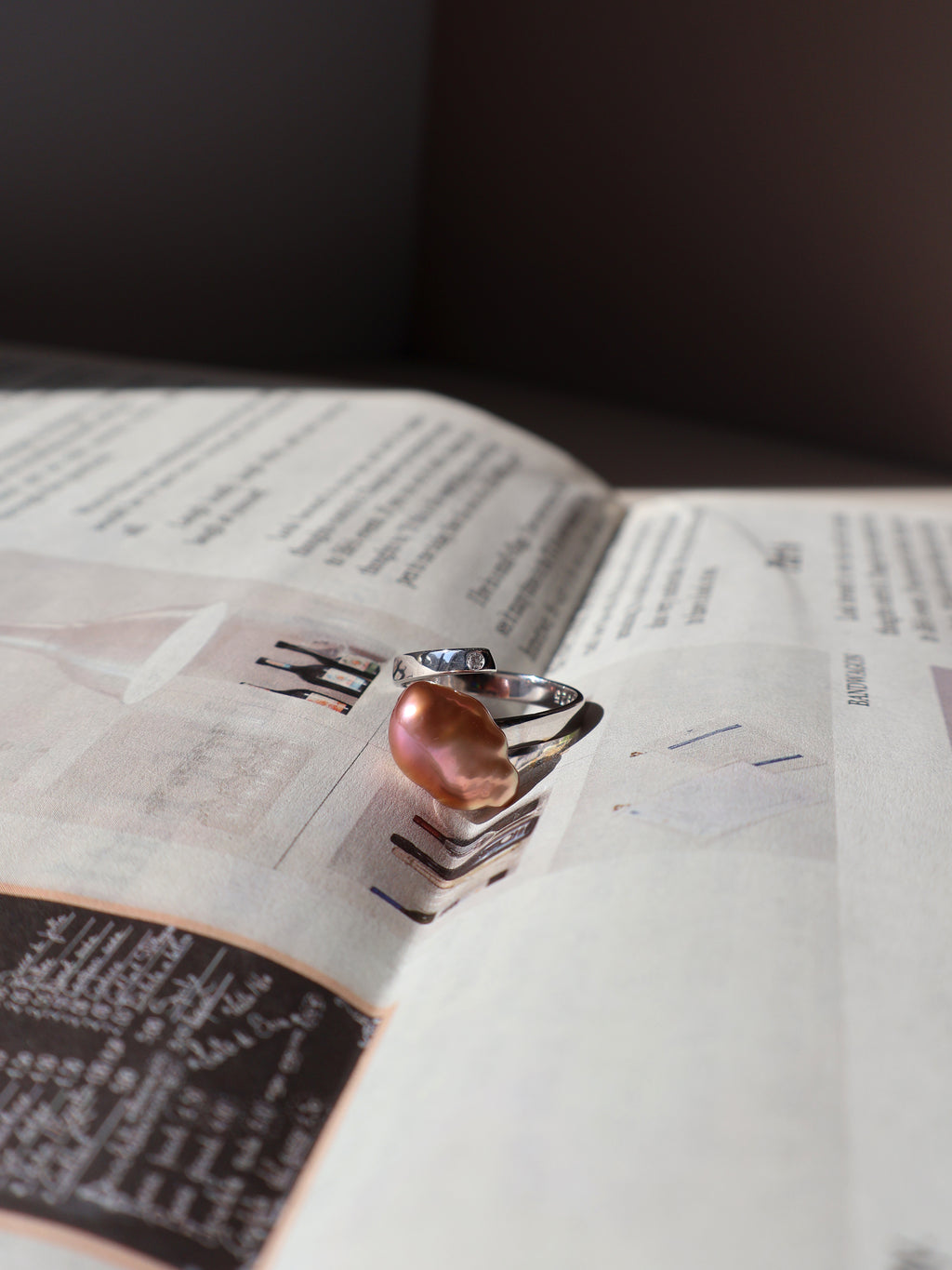 Pink Cloud Baroque Pearl Ring – Sterling Silver Open Ring