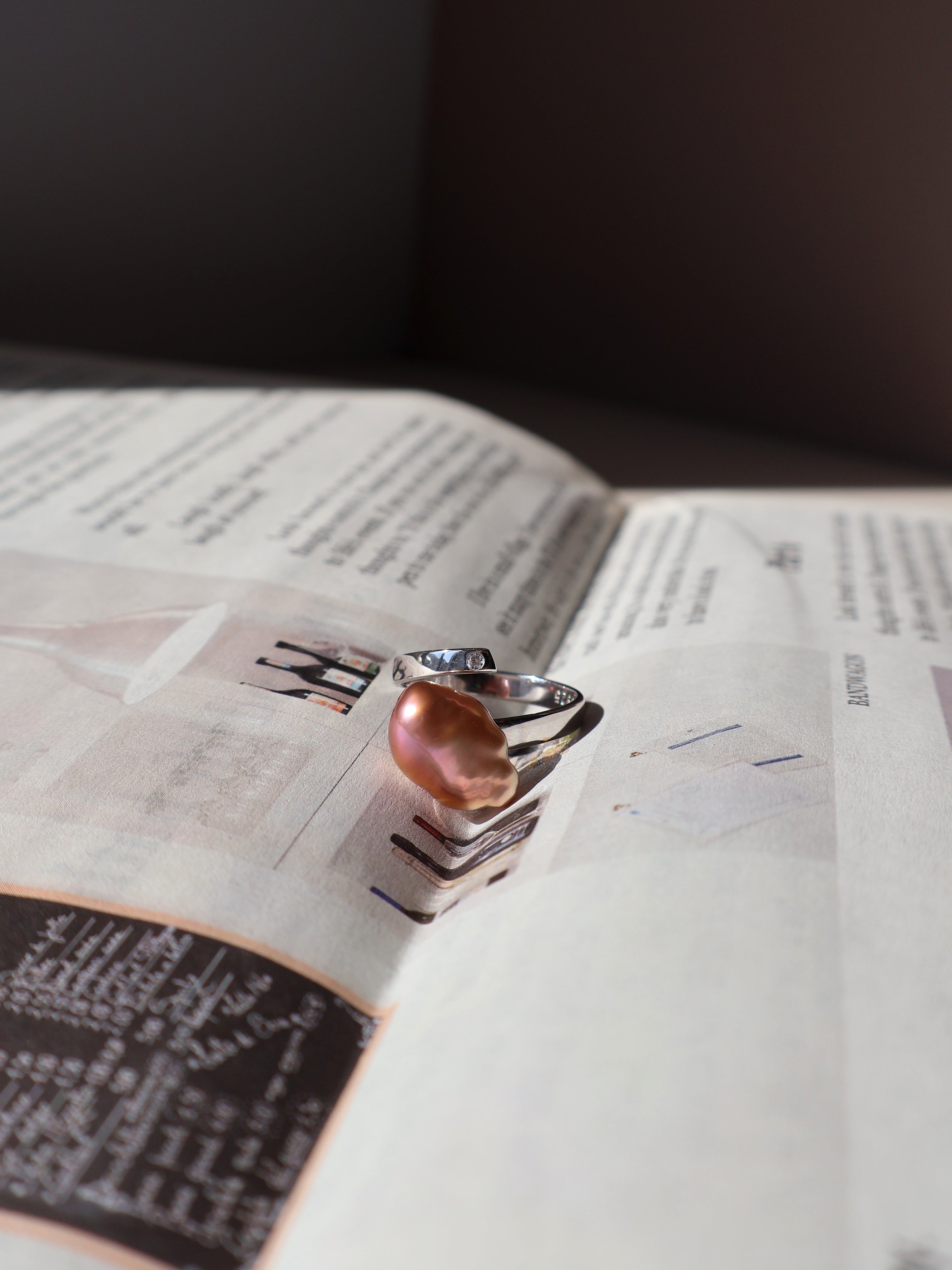 Pink Cloud Baroque Pearl Ring – Sterling Silver Open Ring