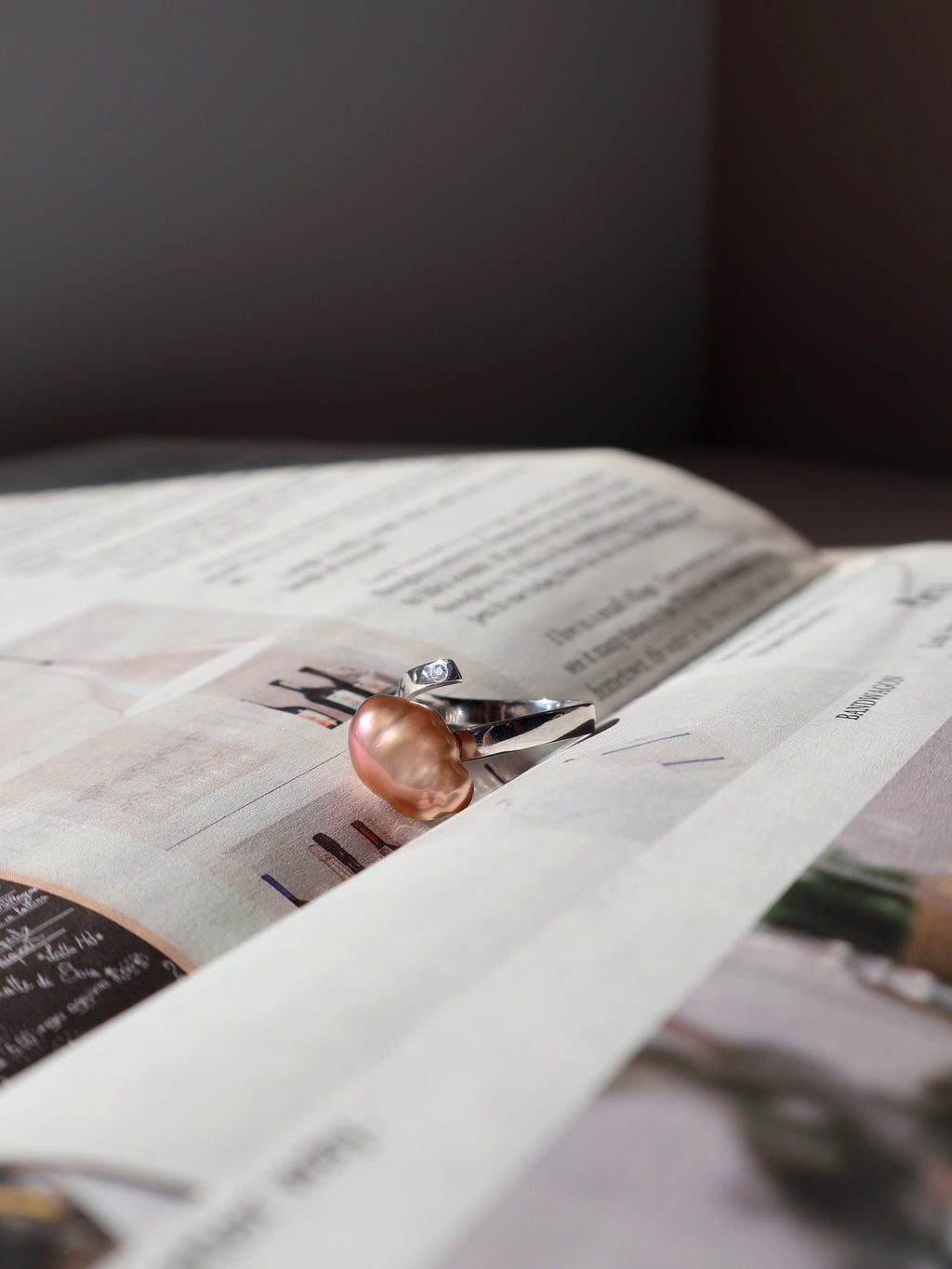 Pink Cloud Baroque Pearl Ring – Sterling Silver Open Ring