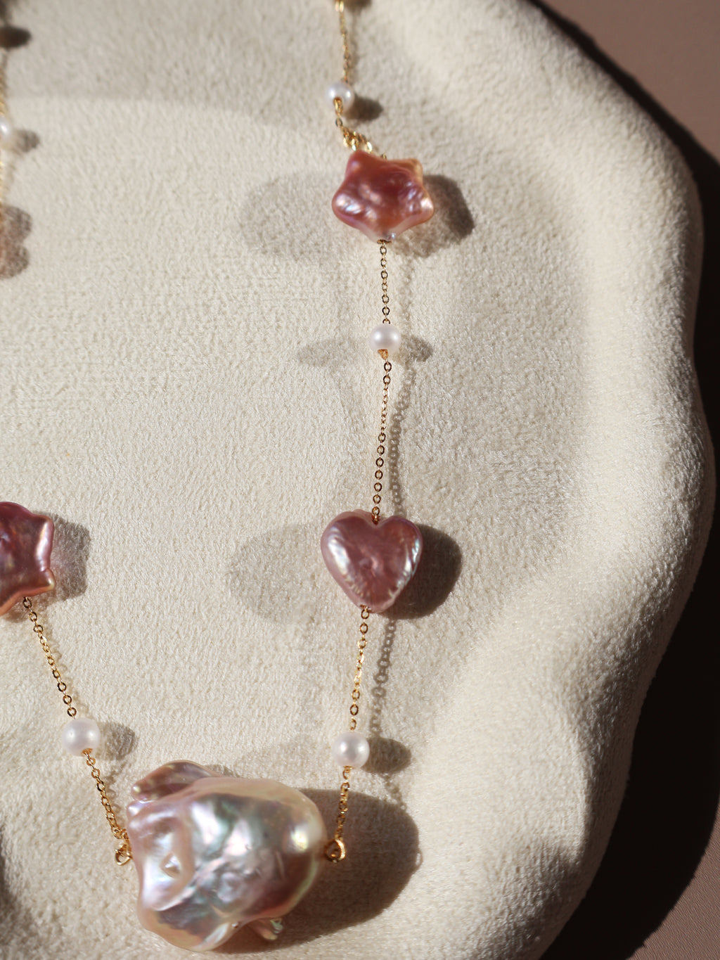 Convertible Pearl Necklace - Adjustable Choker with Baroque, Heart & Star Freshwater Pearls