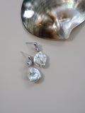 Petal Baroque Pearl Earrings - Freshwater Pearl Drop Earrings with Zircon, Sterling Silver Stud Earrings