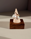 Statement Baroque Pearl Ring – Sterling Silver, Large Asymmetrical Freshwater Pearl