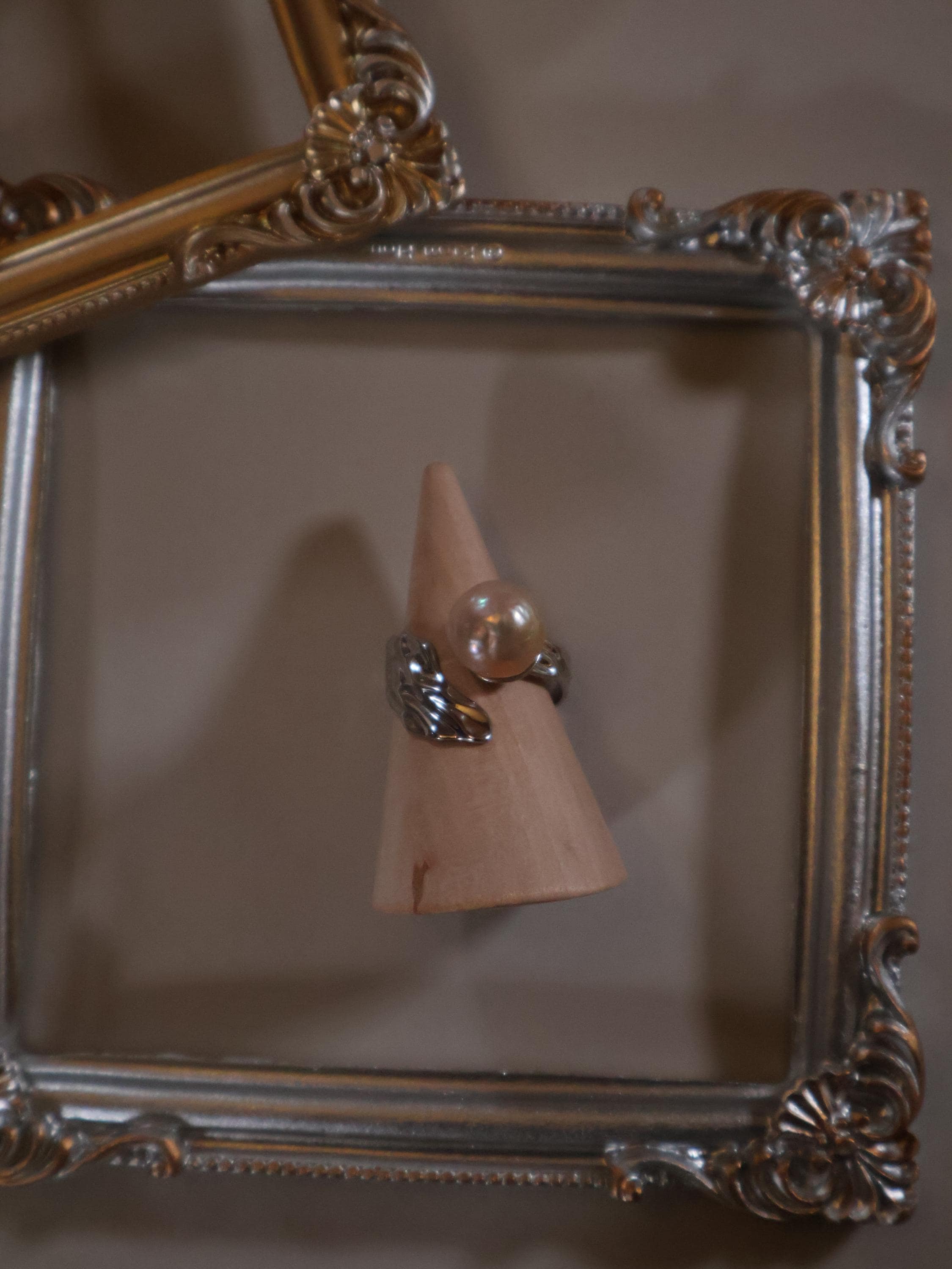 Baroque Pearl Leaf Ring – Freshwater Pearl, S925 Sterling Silver, Adjustable Fit