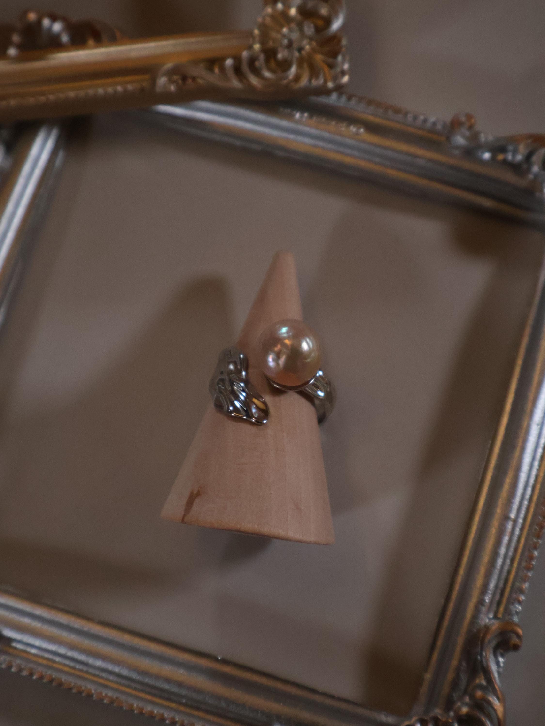 Baroque Pearl Leaf Ring – Freshwater Pearl, S925 Sterling Silver, Adjustable Fit