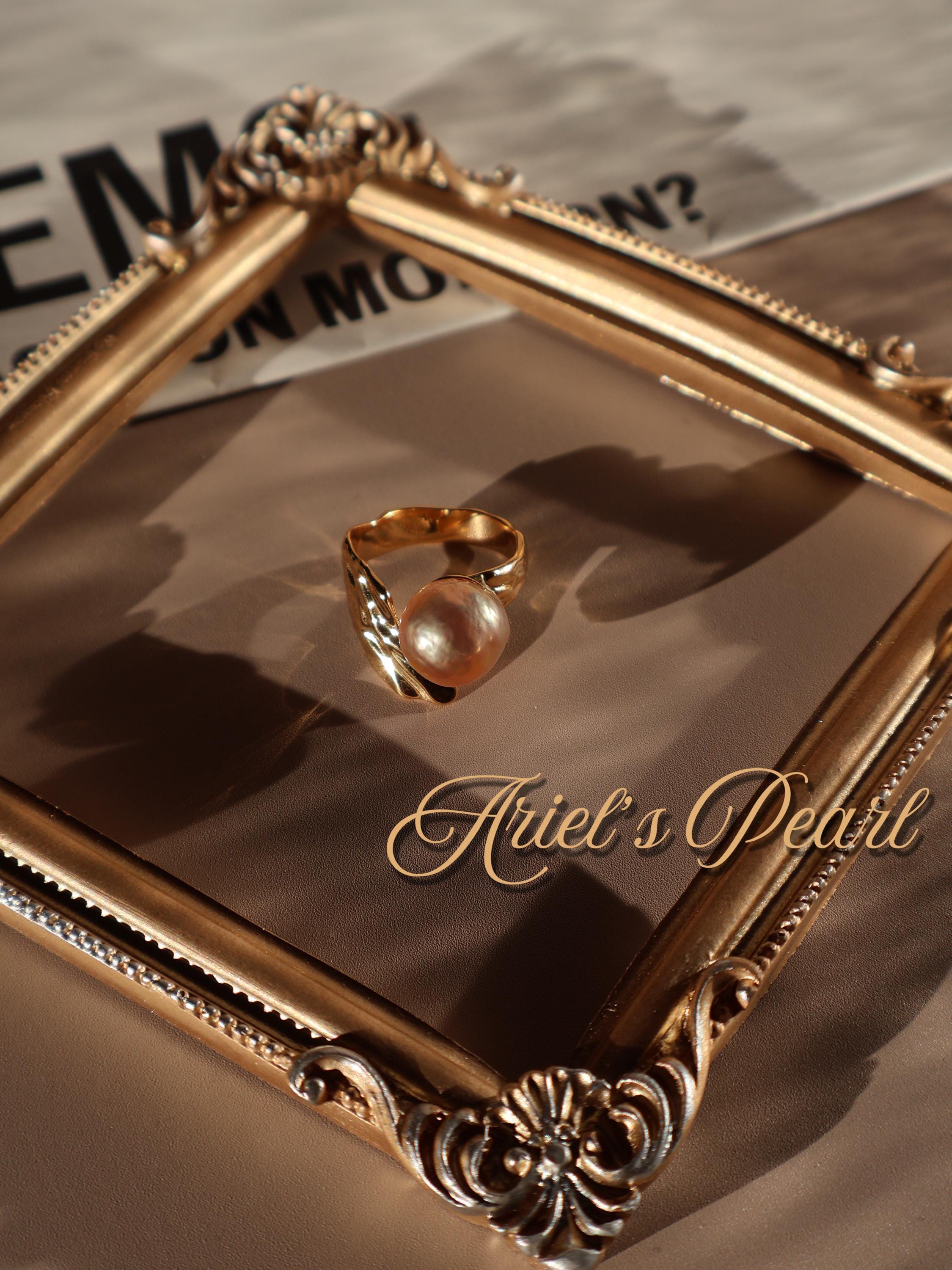 Baroque Pearl Leaf Ring – Freshwater Pearl, S925 Sterling Silver, Adjustable Fit