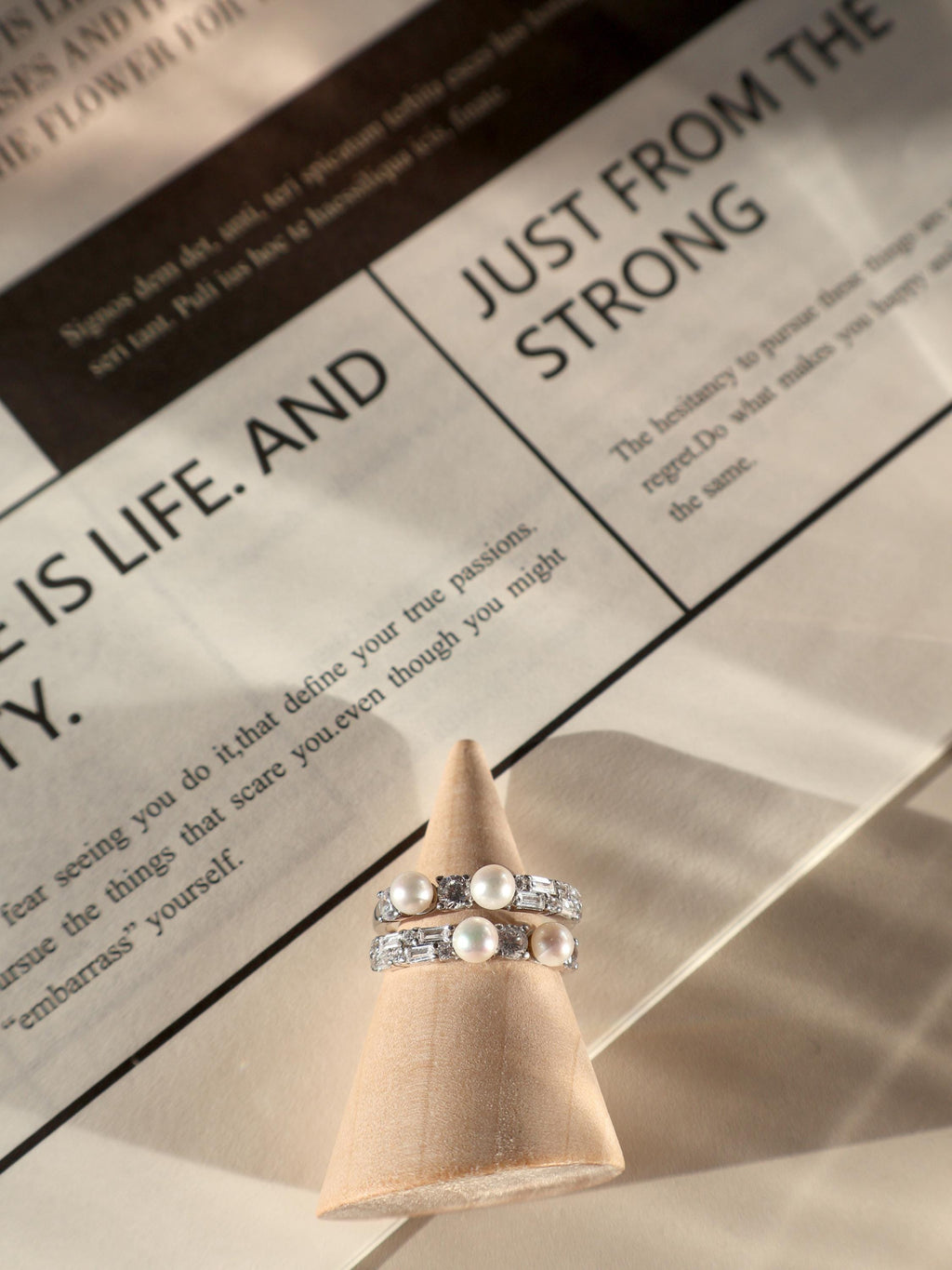 Double Band Pearl Cuff Ring – Sterling Silver with Freshwater Pearls