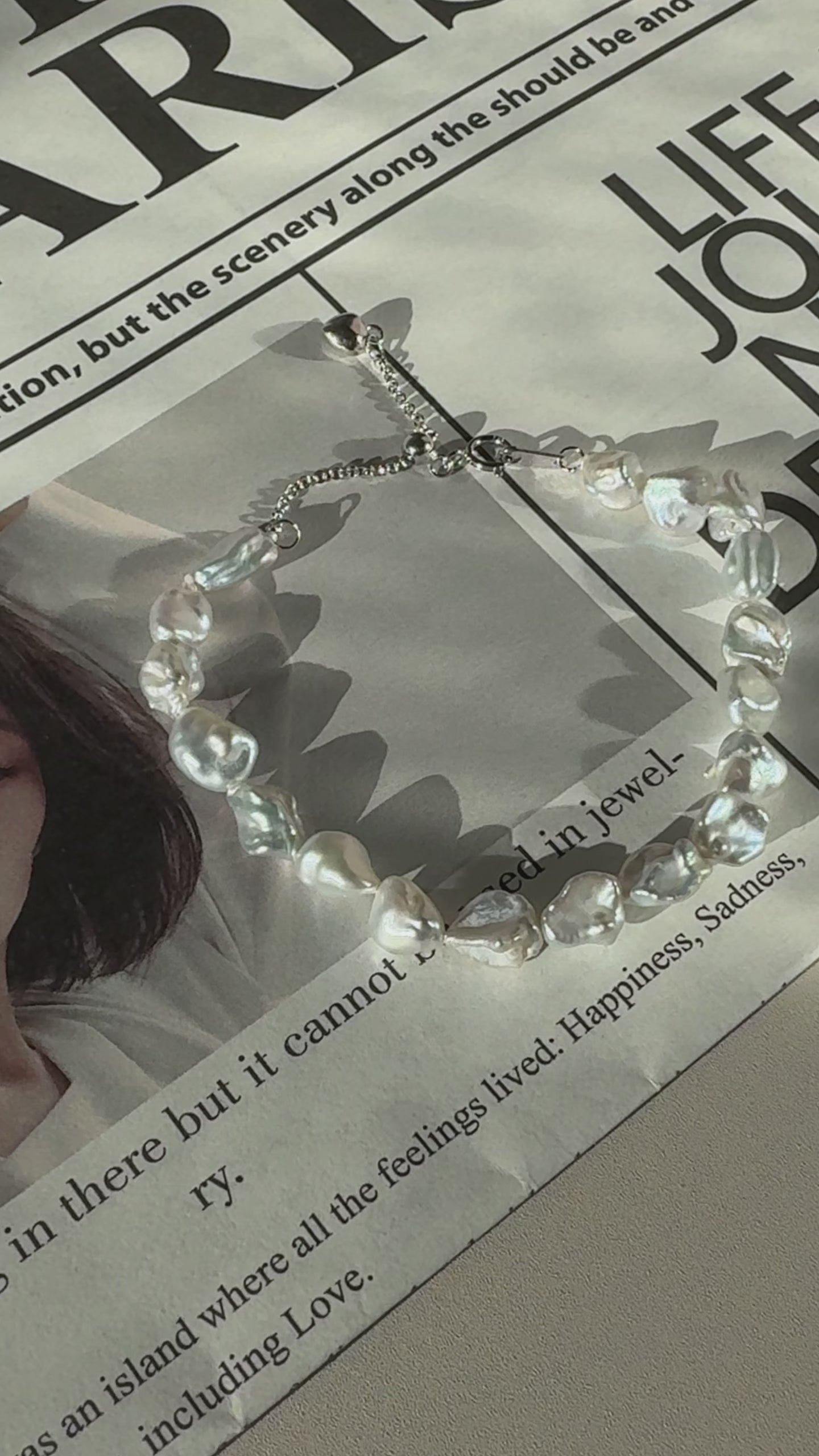 Keshi Baroque Pearl Bracelet – Freshwater Pearls with Adjustable 925 Sterling Silver Chain